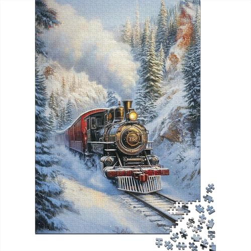 Schneezug Puzzles 1000 Teile Schwer Puzzle Spielzeug Lernspiel Impossible Herausforderungsspielzeug Für Erwachsene Kinder 1000pcs (75x50cm) von DHBANEIOK
