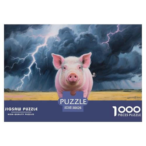 Schwein Puzzle 1000-teilige Schwer Puzzle Spielzeug Lernspiel Impossible Herausforderungsspielzeug Für Erwachsene Kinder 38x26cm/1000pcs von DHBANEIOK