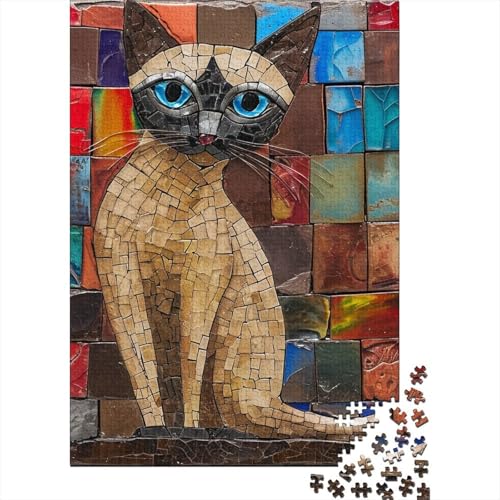Siamese Katze Puzzle 1000-teilige Schwer Puzzle Spielzeug Lernspiel Impossible Herausforderung Spielzeug Für Erwachsene Und Kinder Ab 14 Jahren 1000pcs (75x50cm) von DHBANEIOK