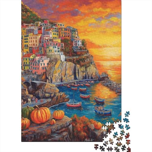 Sonnenuntergang im Hafen 1000 Stück Puzzles Für Erwachsene Stress Abbauen Familien-Puzzlespiel 1000-teiliges Puzzle Lernspiel Spielzeug Geschenk Puzzel 1000pcs (75x50cm) von DHBANEIOK