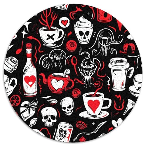 Süße Symbole Kaffee Related Puzzle 1000 Teile Schwer Puzzle Spielzeug Lernspiel Impossible Herausforderungsspielzeug Für Erwachsene Kinder 1000pcs (67.5x67.5cm) von DHBANEIOK