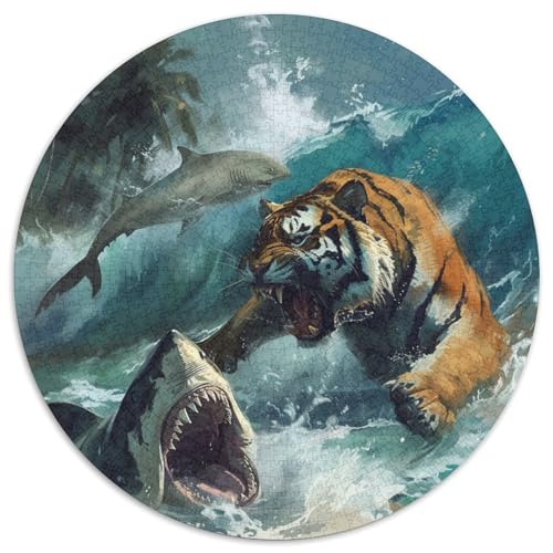Tiger Puzzles 1000-teilige Schwer Puzzle Spielzeug Lernspiel Impossible Herausforderungsspielzeug Für Erwachsene Kinder 1000pcs (67.5x67.5cm) von DHBANEIOK