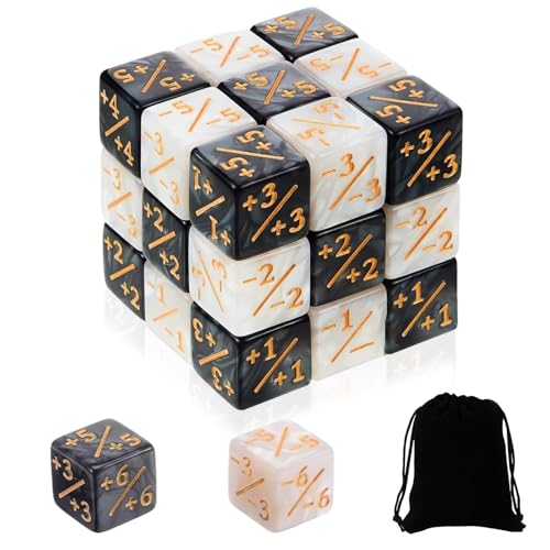 DHDHCPZZ 24 Stück MTG Würfel, Würfel Zähler mit Aufbewahrungsbeuteln Kartenspiel Zubehör Würfel Cube Loyalität Würfel Kompatibel mit MTG 2 Farben D6 Würfel Set Cube Loyalität Würfel Kompatibe von DHDHCPZZ