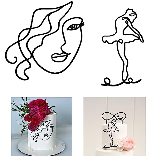 DHER Torten Deko Face Tortendeko Geburtstag Kunst Tortendeko Schwarz 2 Stück Kuchen Topper Set, Lady Face und Ballett Mädchen Kuchen Topper Geburtstag, wiederverwendbare abstrakte Kunst Kuchen Topper DHER Torten Deko Face Tortendeko Geburtstag Kunst Tortendeko Schwarz 2 Stück Kuchen Topper Set, Lady Face und Ballett Mädchen Kuchen Topper Geburtstag, wiederverwendbare abstrakte Kunst Kuchen Topper von DHER