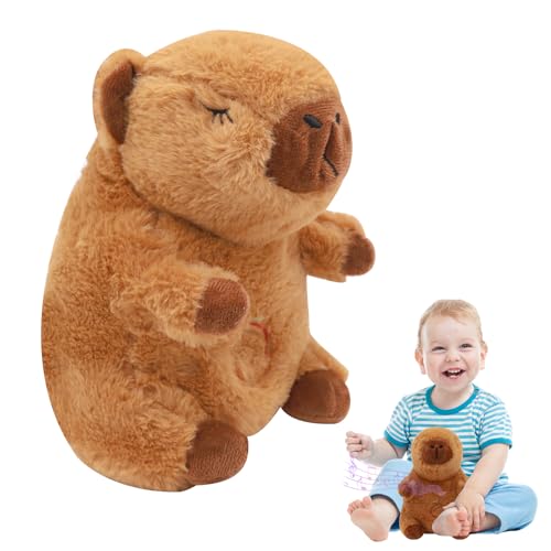 DHINCHANSAIB 23cm Capybara Plüschtier, Niedlichen Capybara Plushie Kann atmen, mit Lichtern und Geräuschen, Simulation Tier Capybara Puppen, Capybara Plushie Puppen für Home Deko Kinder von DHINCHANSAIB