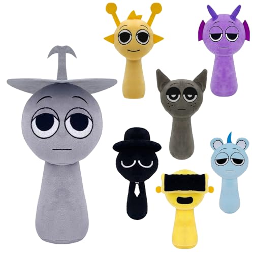 DHINCHANSAIB Sprunki Plush Plüschtier Sprunky Wenda und Grau, 10 Zoll, weich und lustig, Plüschspielzeug für Geburtstage von Fans und Freunden (Light Gray) von DHINCHANSAIB