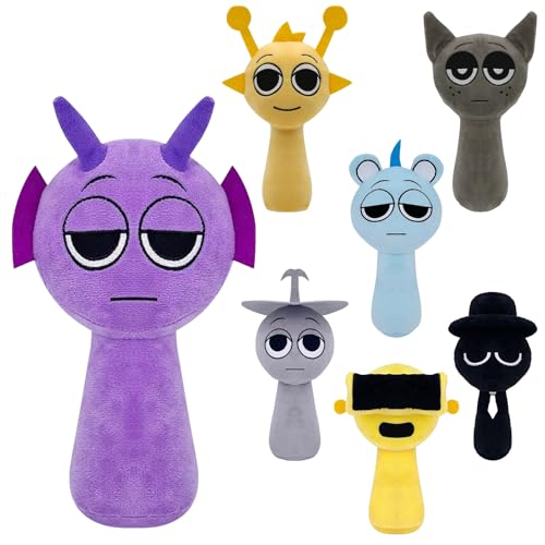 DHINCHANSAIB Sprunki Plush Plüschtier Sprunky Wenda und Grau, 10 Zoll, weich und lustig, Plüschspielzeug für Geburtstage von Fans und Freunden (Purple) von DHINCHANSAIB