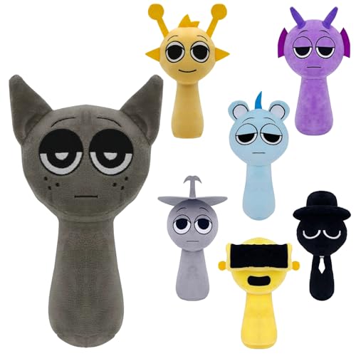 DHINCHANSAIB Sprunki Plush Plüschtier Sprunky Wenda und Grau, 10 Zoll, weiches und lustiges Plüschspielzeug für Geburtstage von Fans und Freunden (Dark Gray) von DHINCHANSAIB