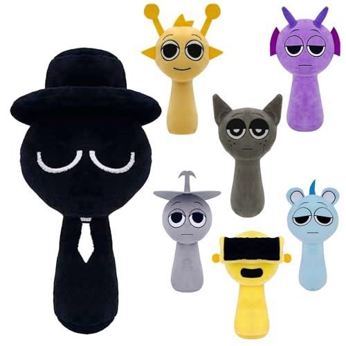 DHINCHANSAIB Sprunki Plush – Sprunky Wenda und Grau, 10 Zoll, weiches und lustiges Plüschspielzeug für Geburtstage von Fans und Freunden (Schwarz) von DHINCHANSAIB