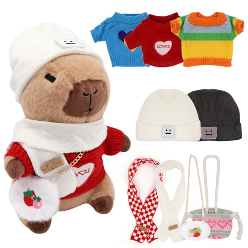 Simulation Capybara Plüschtier 10pcs Set, 30cm Capybara Kuscheltier Mit Accessoires Stofftier Kawaii Capybara Plüsch Kissen Spielzeug Wasserschwein Plüsch Wurfkissen Geschenk, capybara kuscheltier von DHINCHANSAIB