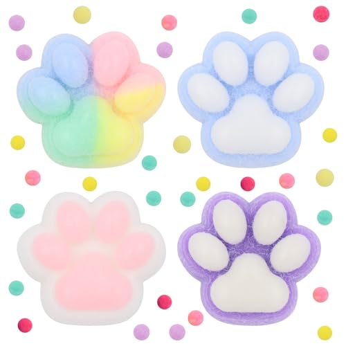 Squishy Cat Paw, 4 Pcs Squishy Katze Pfote, Cat Paw Squeeze Toy, Taba Squishy,Sensorisches Spielzeug Pfoten,Katzenpfoten Squishy Toy,Süße Katzenpfoten Stressabbau Fidget Toys für Kinder und Erwachsene von DHINCHANSAIB
