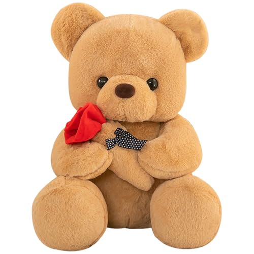 Valentinstagsgeschenke für Kinder, Teddybär, Valentinstags-Stofftier mit Rose, 25 cm weiches Stoffbär-Plüschtier, Geburtstags-Valentinstagsgeschenke für Sie, Ihn, Freundin, Freund, Freund (Brown) Valentinstagsgeschenke für Kinder, Teddybär, Valentinstags-Stofftier mit Rose, 25 cm weiches Stoffbär-Plüschtier, Geburtstags-Valentinstagsgeschenke für Sie, Ihn, Freundin, Freund, Freund (Brown) von DHINCHANSAIB