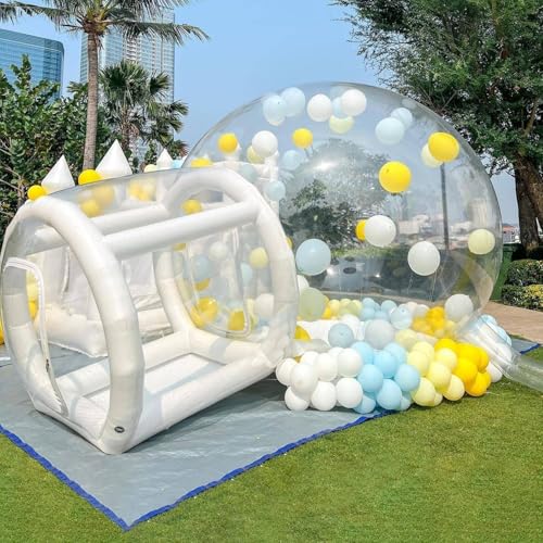 Aufblasbares Blasenhaus,TPU Seifenblasenzelt,Bubble-Haus-Kuppelzelt Mit Tunne,Aufblasbares Bubble House Dome Mit Gebläse & Pumpe,Für Außenbereich,Camping,Party,White-2.5m von DHMYYXGS