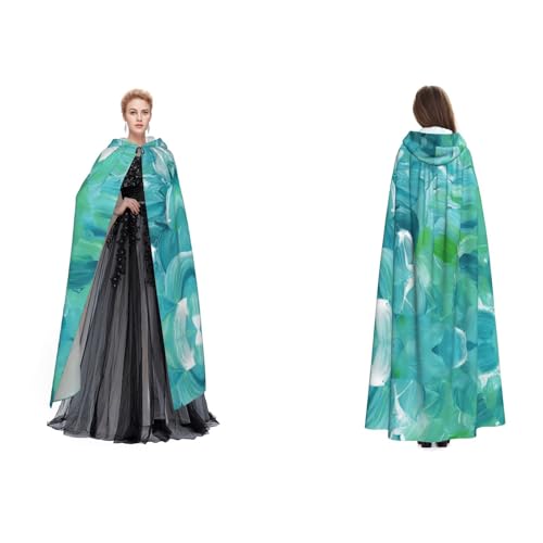 Dhnblqdp (Blaue Ölfarben-Textur) Druck Halloween Kapuzenumhang Hexe Cosplay Zubehör Erwachsenenkostüm von DHNBLQDP