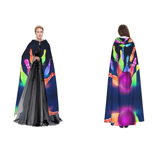Dhnblqdp (Bowlingbälle) Druck Halloween Kapuzenumhang Hexe Cosplay Zubehör Erwachsenenkostüm von DHNBLQDP