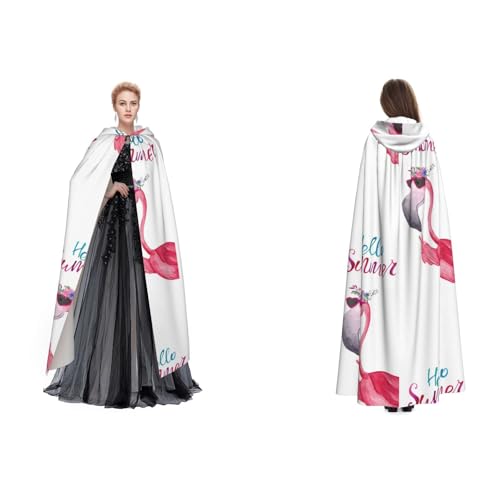 Dhnblqdp (Flamingo) Druck Halloween Kapuzenumhang Hexe Cosplay Zubehör Erwachsenenkostüm von DHNBLQDP