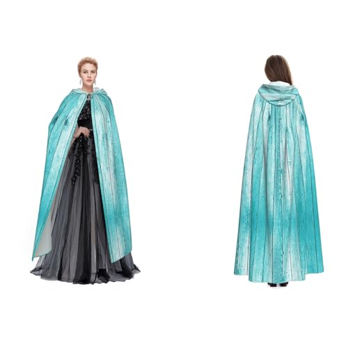 Dhnblqdp (Holzplanken-Textur-Tapete) Druck Halloween Kapuzenumhang Hexe Cosplay Zubehör Erwachsenenkostüm von DHNBLQDP
