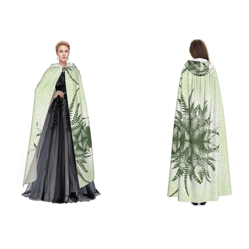 Dhnblqdp (Natürliche Pflanzen-Silhouette, Farnblatt) Druck, Halloween, Kapuzenumhang, Hexe, Cosplay, Zubehör, Erwachsenenkostüm von DHNBLQDP