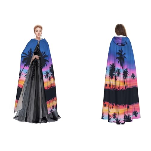 Dhnblqdp (Palmen) Druck Halloween Kapuzenumhang Hexe Cosplay Zubehör Erwachsenenkostüm von DHNBLQDP