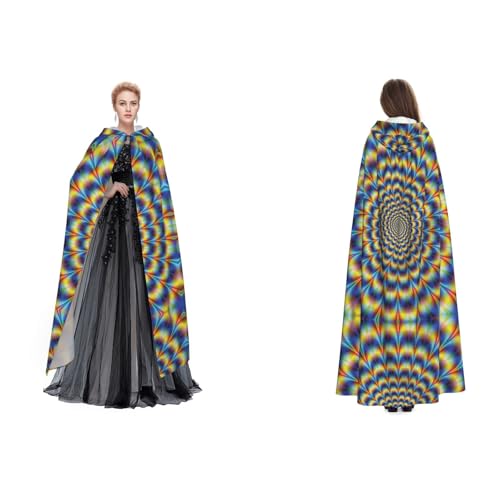 Dhnblqdp (Spirale optische Täuschung Gif) Druck Halloween Kapuzenumhang Hexe Cosplay Zubehör Erwachsenenkostüm von DHNBLQDP