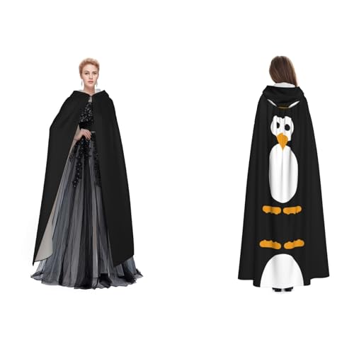 Dhnblqdp (Süßer Pinguin) Druck Halloween Kapuzenumhang Hexe Cosplay Zubehör Erwachsenenkostüm von DHNBLQDP
