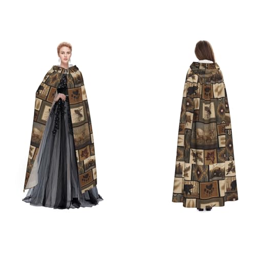 Dhnblqdp (Wilde Tiere) Druck Halloween Kapuzenumhang Hexe Cosplay Zubehör Erwachsenenkostüm von DHNBLQDP