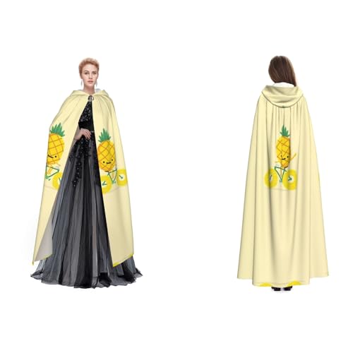 Dhnblqdp Ananas-Fahrrad) Druck Halloween Kapuzenumhang Hexe Cosplay Zubehör Erwachsenenkostüm von DHNBLQDP