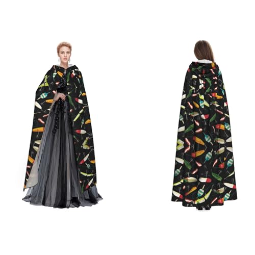 Dhnblqdp Angelköder), Druck, Halloween, Kapuzenumhang, Hexe, Cosplay, Zubehör, Erwachsenenkostüm von DHNBLQDP