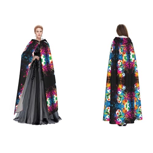 Dhnblqdp Bunter Fußball-Druck, Halloween-Kapuzenumhang, Hexe, Cosplay-Zubehör, Erwachsenenkostüm Dhnblqdp Bunter Fußball-Druck, Halloween-Kapuzenumhang, Hexe, Cosplay-Zubehör, Erwachsenenkostüm von DHNBLQDP