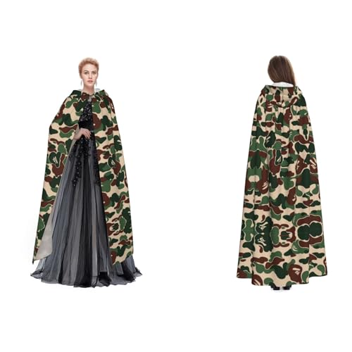 Dhnblqdp Halloween Kapuzenumhang Hexe Cosplay Zubehör Erwachsenenkostüm (Camouflage Grün) von DHNBLQDP
