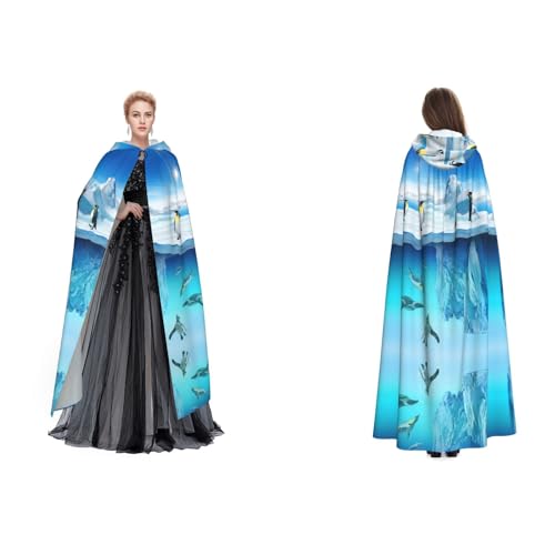 Dhnblqdp Halloween Kapuzenumhang Hexe Cosplay Zubehör Erwachsenenkostüm (Pinguine) von DHNBLQDP