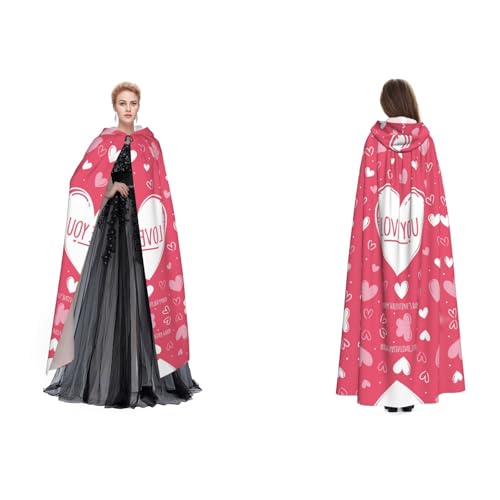 Dhnblqdp Halloween-Kapuzenumhang mit Herzmotiv, Hexe, Cosplay, Zubehör, Erwachsenenkostüm von DHNBLQDP
