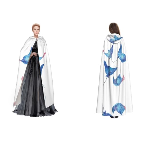 Dhnblqdp Halloween-Kapuzenumhang mit Meerestieren, Stachelrochen, Hexe, Cosplay, Zubehör, Erwachsenenkostüm von DHNBLQDP