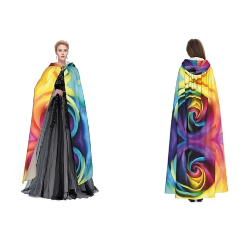Dhnblqdp Halloween-Kapuzenumhang mit Regenbogen-Rosen-Motiv, Hexe, Cosplay-Zubehör, Erwachsenenkostüm Dhnblqdp Halloween-Kapuzenumhang mit Regenbogen-Rosen-Motiv, Hexe, Cosplay-Zubehör, Erwachsenenkostüm von DHNBLQDP