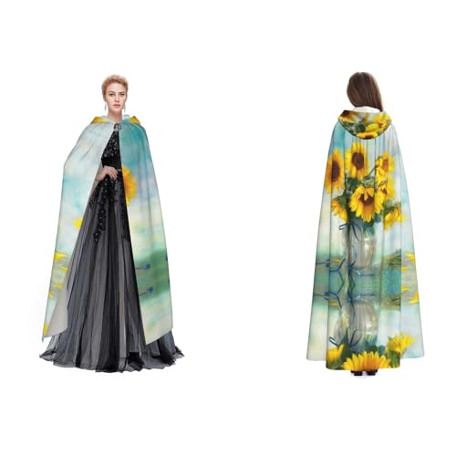 Dhnblqdp Halloween-Kapuzenumhang mit Sonnenblumen-Druck, Hexe, Cosplay, Zubehör, Erwachsenenkostüm Dhnblqdp Halloween-Kapuzenumhang mit Sonnenblumen-Druck, Hexe, Cosplay, Zubehör, Erwachsenenkostüm von DHNBLQDP