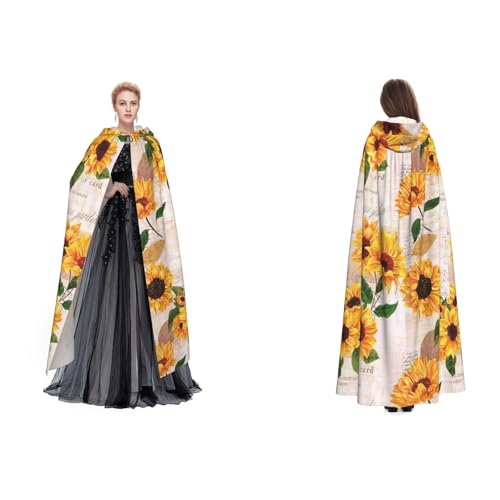 Dhnblqdp Halloween-Kapuzenumhang mit Sonnenblumen-Motiv, Hexe, Cosplay-Zubehör, Erwachsenenkostüm Dhnblqdp Halloween-Kapuzenumhang mit Sonnenblumen-Motiv, Hexe, Cosplay-Zubehör, Erwachsenenkostüm von DHNBLQDP