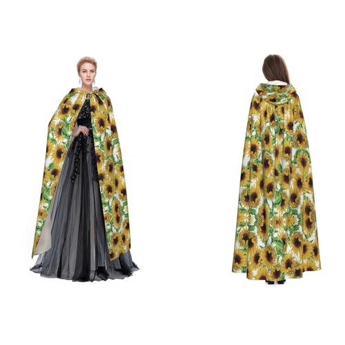 Dhnblqdp Halloween-Kapuzenumhang mit Sonnenblumen-Motiv, Hexe, Cosplay-Zubehör, Erwachsenenkostüm Dhnblqdp Halloween-Kapuzenumhang mit Sonnenblumen-Motiv, Hexe, Cosplay-Zubehör, Erwachsenenkostüm von DHNBLQDP