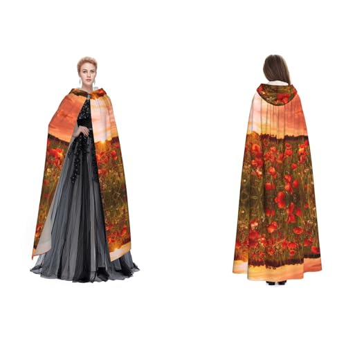 Dhnblqdp Halloween-Kapuzenumhang mit Sonnenuntergang und Blumenfeld, Hexe, Cosplay-Zubehör, Erwachsenenkostüm Dhnblqdp Halloween-Kapuzenumhang mit Sonnenuntergang und Blumenfeld, Hexe, Cosplay-Zubehör, Erwachsenenkostüm von DHNBLQDP