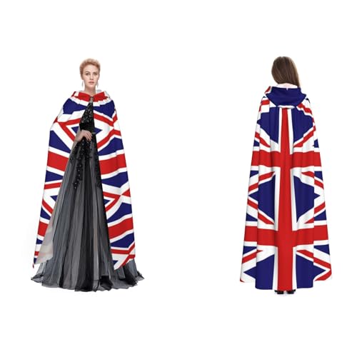 Dhnblqdp Halloween-Kapuzenumhang mit UK-Flagge, Hexe, Cosplay-Zubehör, Erwachsenenkostüm von DHNBLQDP