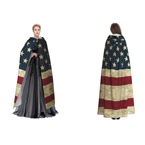 Dhnblqdp Halloween-Kapuzenumhang mit amerikanischer Flagge, Hexe, Cosplay-Zubehör, Erwachsenenkostüm Dhnblqdp Halloween-Kapuzenumhang mit amerikanischer Flagge, Hexe, Cosplay-Zubehör, Erwachsenenkostüm von DHNBLQDP