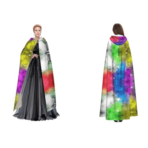 Dhnblqdp Halloween-Kapuzenumhang mit buntem Wolkenaufdruck, Hexe, Cosplay-Zubehör, Erwachsenenkostüm Dhnblqdp Halloween-Kapuzenumhang mit buntem Wolkenaufdruck, Hexe, Cosplay-Zubehör, Erwachsenenkostüm von DHNBLQDP