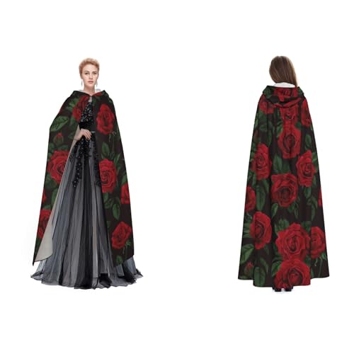 Dhnblqdp Halloween-Kapuzenumhang mit roter Rose, Hexe, Cosplay-Zubehör, Erwachsenenkostüm Dhnblqdp Halloween-Kapuzenumhang mit roter Rose, Hexe, Cosplay-Zubehör, Erwachsenenkostüm von DHNBLQDP