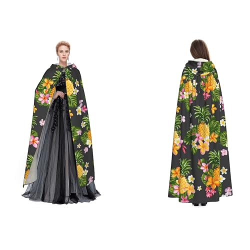 Dhnblqdp Halloween-Kapuzenumhang mit tropischer Ananas-Motiv, Hexe, Cosplay-Zubehör, Erwachsenenkostüm von DHNBLQDP