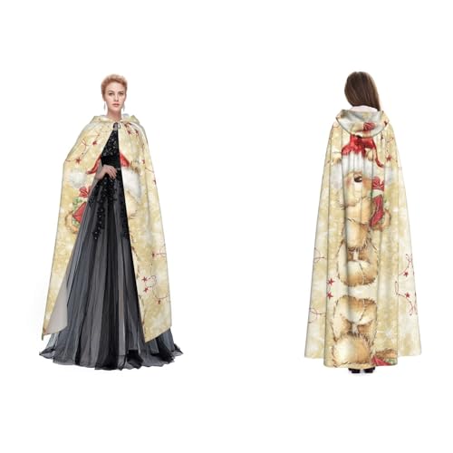 Dhnblqdp Weihnachtsmannmütze, Geschenk und Frohe Weihnachten) Druck Halloween Kapuzenumhang Hexe Cosplay Zubehör Erwachsenenkostüm von DHNBLQDP