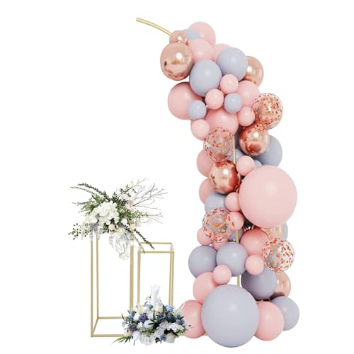 Hochzeitsbogen Gestell, 2m Ballonbogen mit 2 Rechteckige Ständer, Metall Bogen für Hochzeit GewöLbter Hintergrund StäNder, Gartendekoration für Geburtstags Party Babyparty (Golden) von DHQCQL