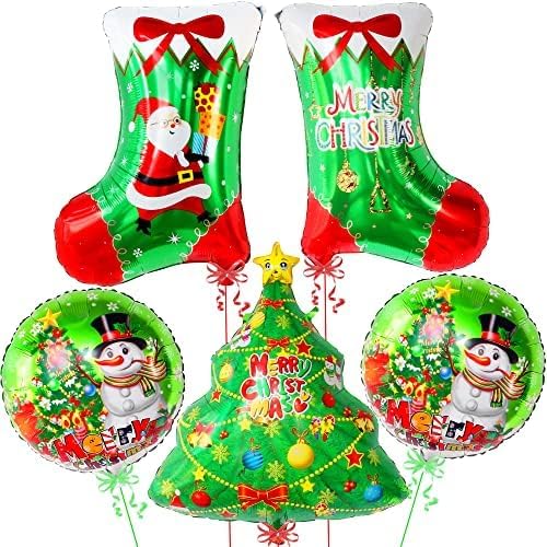 5 Stück Weihnachten Luftballons, Großer-Weihnachtsbaum Weihnachtsstrumpf Folienballon Weihnachtsdeko Party Ballons für Weihnachtsfeier Deko 5 Stück Weihnachten Luftballons, Großer-Weihnachtsbaum Weihnachtsstrumpf Folienballon Weihnachtsdeko Party Ballons für Weihnachtsfeier Deko von DHRUTI