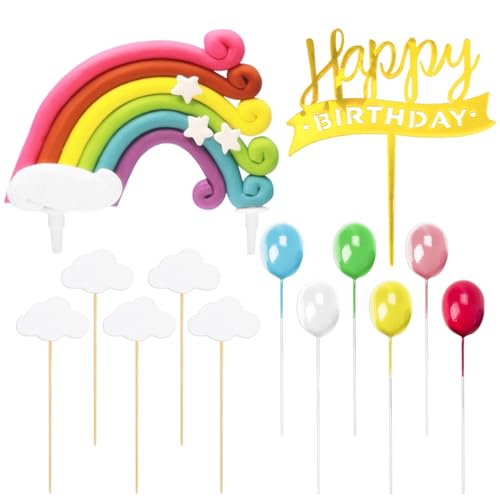 12 Stück Kuchendeckel, 1 Stück Geburtstagskarte, Kuchendeckel-Einlegekarte, Partyzubehör, Regenbogen-Kuchendeckel, süßer Kuchendeckel 12 Stück Kuchendeckel, 1 Stück Geburtstagskarte, Kuchendeckel-Einlegekarte, Partyzubehör, Regenbogen-Kuchendeckel, süßer Kuchendeckel von DHSBGWSX