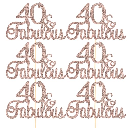 6 Stück Dekorationen zum 40. Geburtstag, Zubehör zum 40. Geburtstag, Geburtstagskuchendekorationen für Frauen, Party-Kuchendekorationen(Rosa) von DHSBGWSX