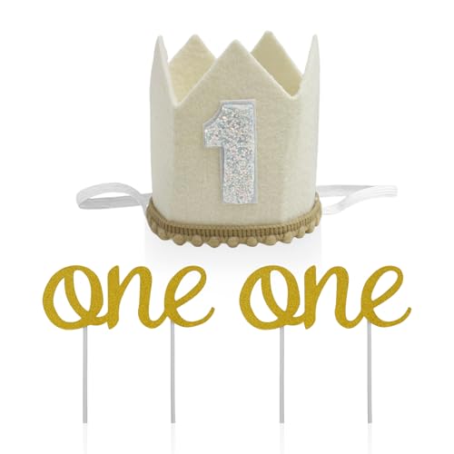 DHSBGWSX 1 Mütze zum 1. Geburtstag, 2 „Eins“-Aufkleber, Kinder-Geburtstagsmütze mit der Zahl 1, Mütze für Geburtstagskind, Kronenmütze zum 1. Geburtstag DHSBGWSX 1 Mütze zum 1. Geburtstag, 2 „Eins“-Aufkleber, Kinder-Geburtstagsmütze mit der Zahl 1, Mütze für Geburtstagskind, Kronenmütze zum 1. Geburtstag von DHSBGWSX