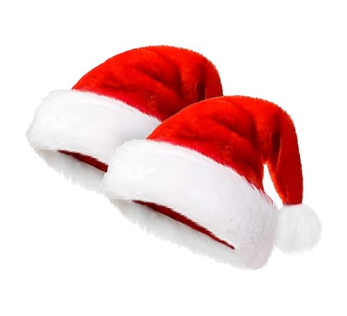 Weihnachtsmützen kleine Kinder 2 rote kurzer Flor Weihnachtsmütze Weihnachtsmann mütze Nikolausmütze Rote Santa Mütze Bequemes Dicker aus Samt für festliche Partys im neuen Jahr von DHSUN
